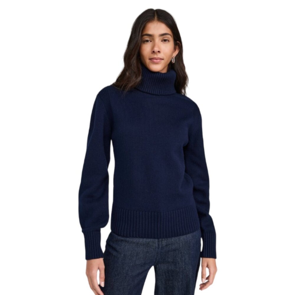 NWT ALIGNE Iris Turtleneck Crew Neck Sweater Womens Small Navy Blue Convertible